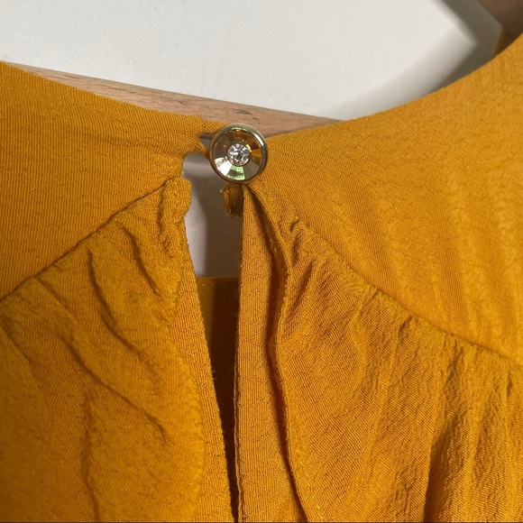 Anthro | Maeve Mustard Ruffle Cold Shoulder Top - Picture 5 of 9